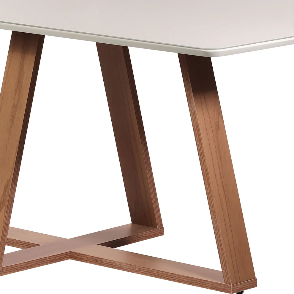 Conjunto de Jantar Mesa com Vidro + Cadeiras - Canella C/Off-White - Imagem 4