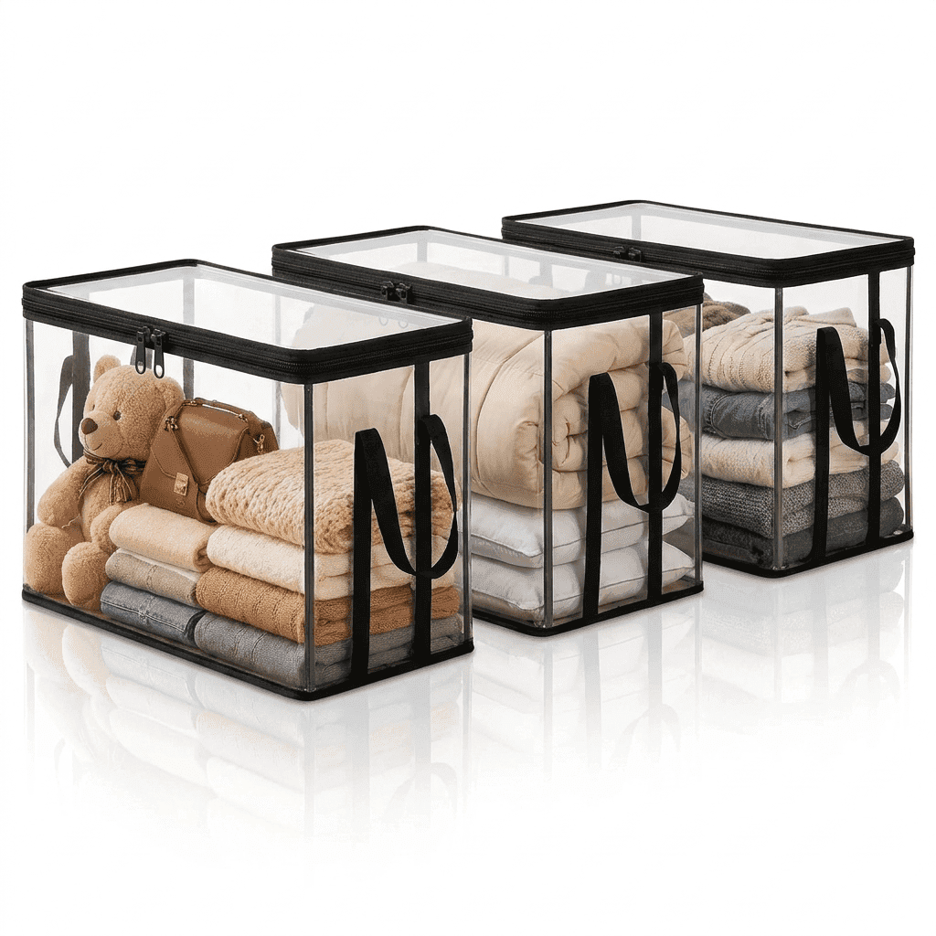 Kit Com 3 Organizadores Transparente Multiuso de 100L