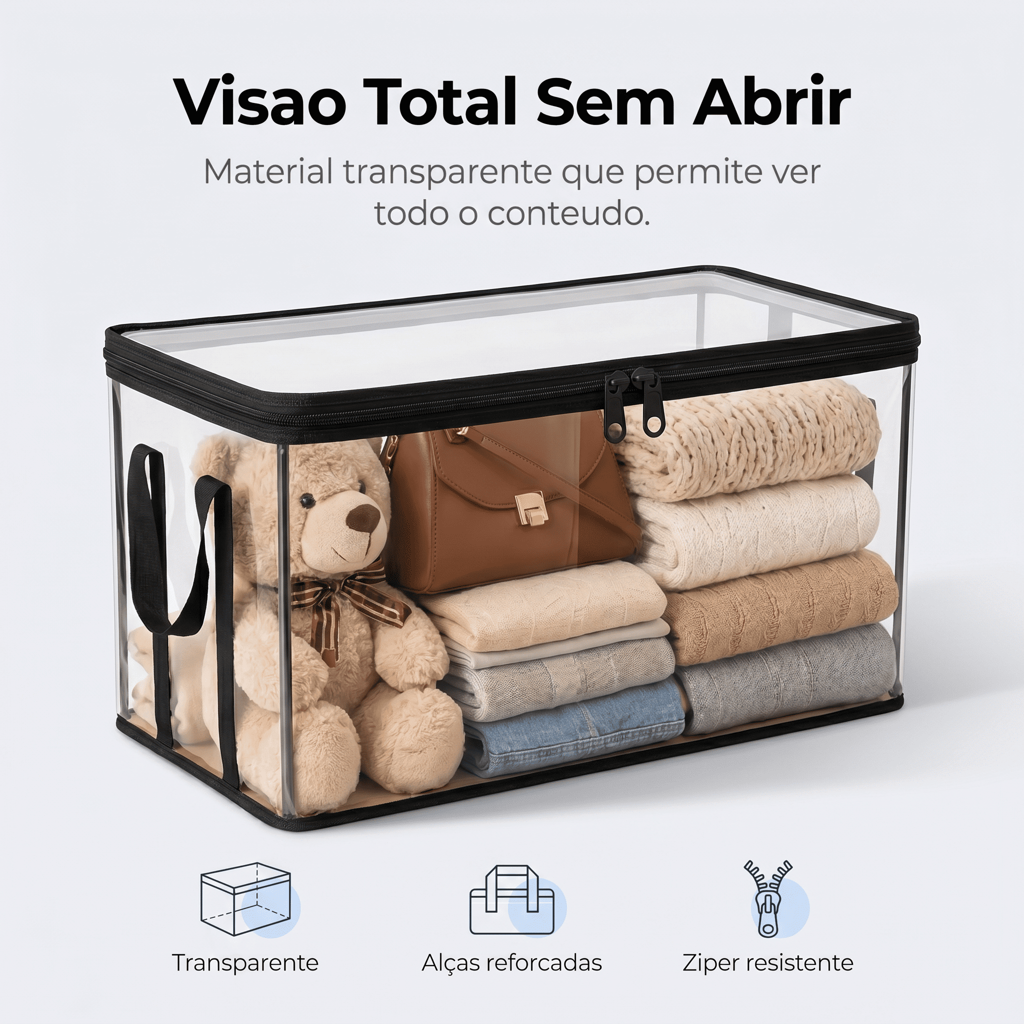 Kit Com 3 Organizadores Transparente Multiuso de 100L - Imagem 2
